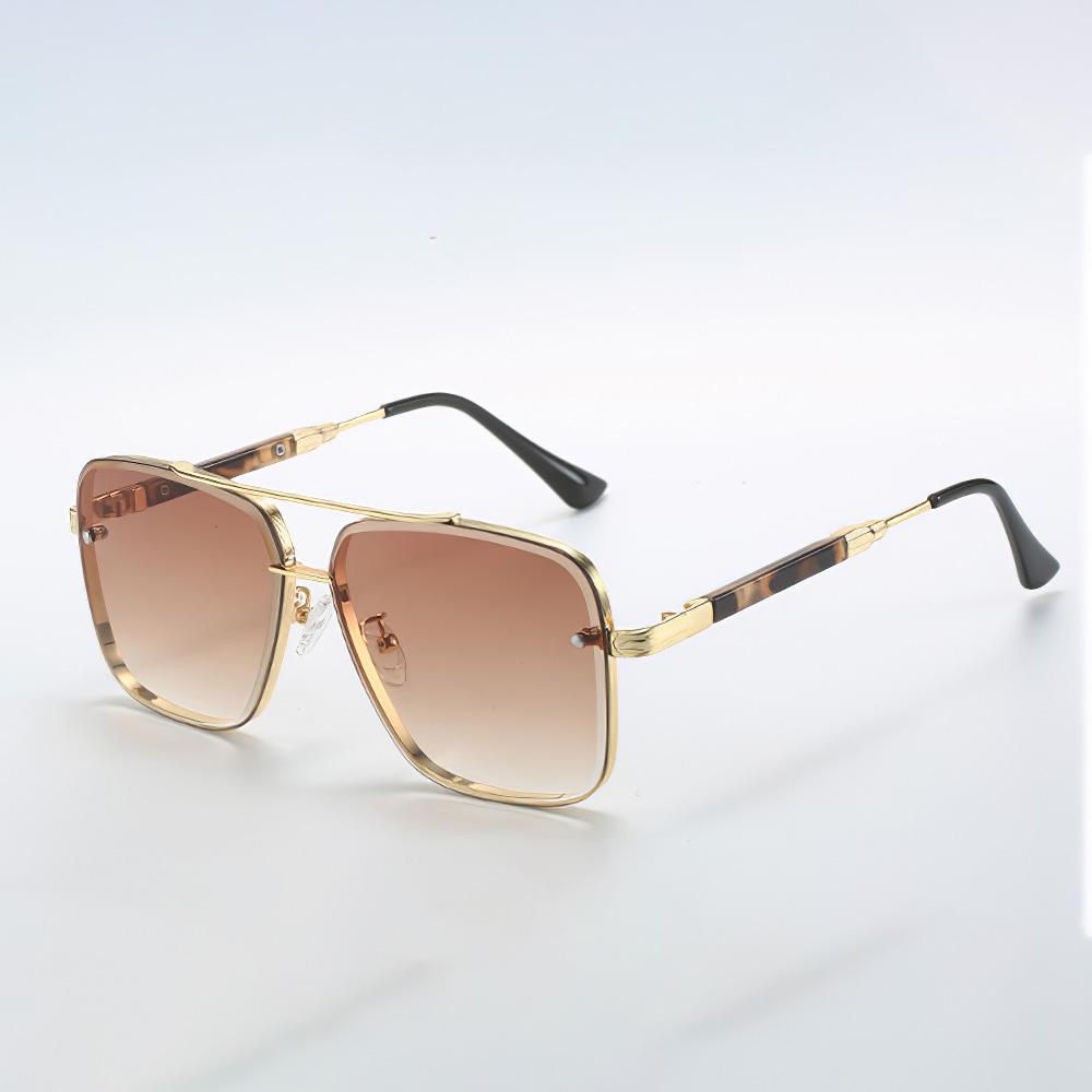 New In Vintage Sunglasses For Women Modern Fashionable Square Golden Edged Purple Gradient Lens Glasses Sun Glasses Gift