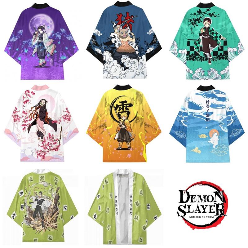 Demon Slayer Short Sleeve Cartoon Printed Top Cosplay Costume Xs-3xl