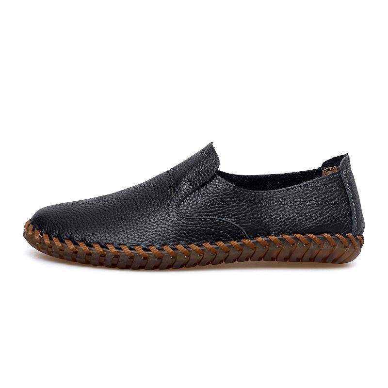 Leather shoes breathable new casual shoes spring flat heel solid color beanie shoes