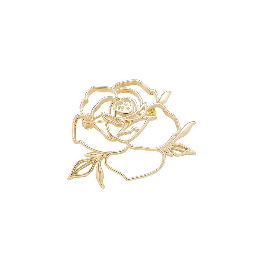 Exquisite Hohl geschnitzte Rose und Kamelie Brosche - Elegantes Metall-Anstecknadel-Accessoire für Damen