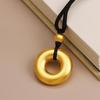High-Quality Simulated Gold Ring and Peace Buckle Pendant Necklace with Ancient Sand Gold Finish for Men and Women