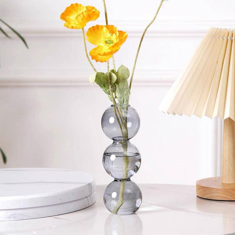 1Pc Glass Vase Hydroponics Desktop Ornaments Crystal Ball Bottle Creative Art Flower Ware Home Decor Colorful Ins