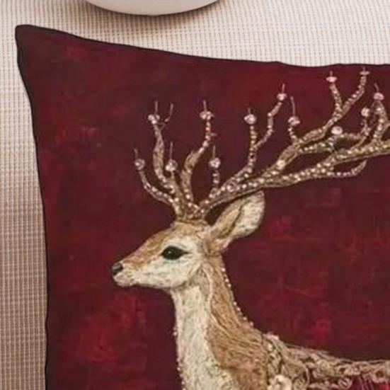 Kissenbezug Abnehmbares Waschbares Design Weicher Atmungsaktiver Stoff 2D Sika Hirsch Muster Kissenbezug Vielseitige Heimdekoration