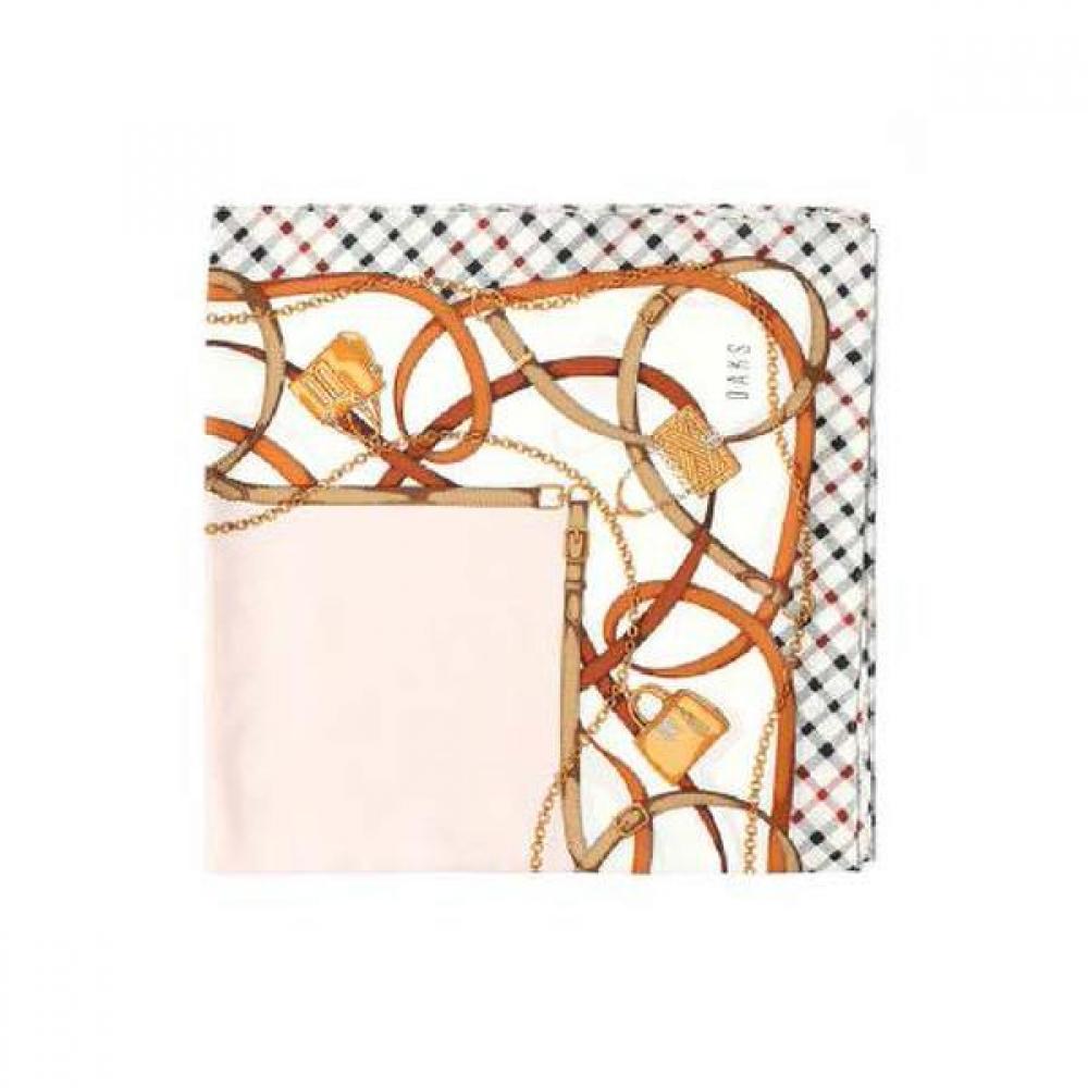 Daks Silk 100 Chain Print Square Scarf Beige Dcsc0f144i2