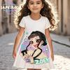Kpop Demon Hunters Anime Girls Dress Breathable Summer Kids Cartoon Short Sleeve Beach Sundress Casual Nightgown