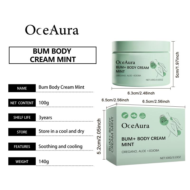 Oceaura Peppermint Body Cream Gentle Cooling And Hydrating Moisturizer For Skin Care Body Cream