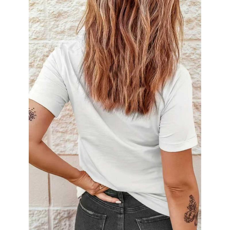 European Size Women's Plus Size White Leopard & Flower Print T-Shirt - Short Sleeve Round Neck Blouse-Compatible Suitable for Daily Wear