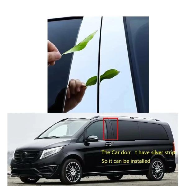 4PCS Glossy Black Pillar Post Fit For Mercedes Benz VITO V CLASS W447 2016- Door Window Column BC Trim Sticker Cover