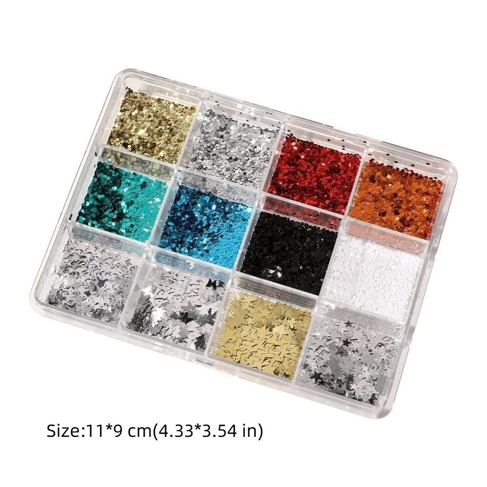 12 Grids/Box Nail Art Sequins Kit Mixed Shape DIY Nail Embellishments Manicure Accessories