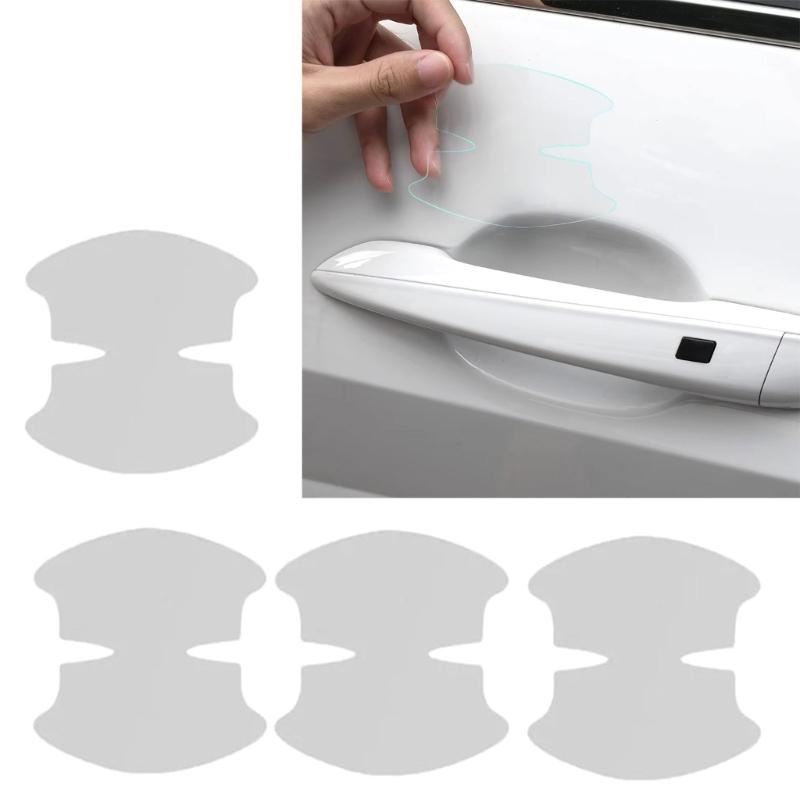 4pcs Vehicle Door Handle Protector Film Transparent Adhesive Shield Scratch Prevention Solution For Automotive Exteriors