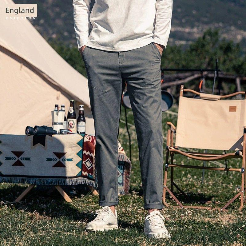 

Yingjilun Youth Simplicity Autumn Solid Color Casual Trousers Gray Green EUR34