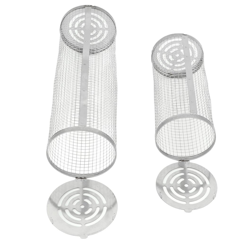 2PCS BBQ Net Tube Stainless Steel Barbecue Grill Basket Rolling Barbecue Cage for Vegetable Seafood