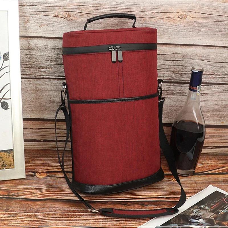 Cooler Wine Bottle Insulated Bag for Wine Thermal Adjustable Shoulder Strap for Outdoor Picnic Travel Carrier Wine Glass Tote