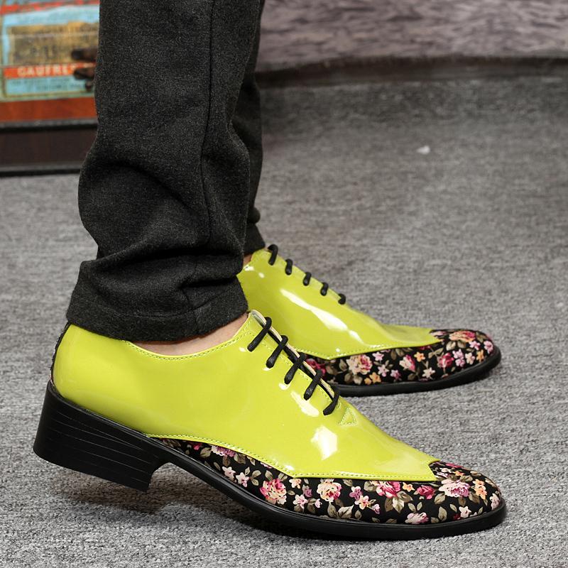 Fashion 2024 British style Green Men's Casual Leather Shoes Fashion Print Formal Oxford Shoes For Men Designer High Heel Dress Shoes Men