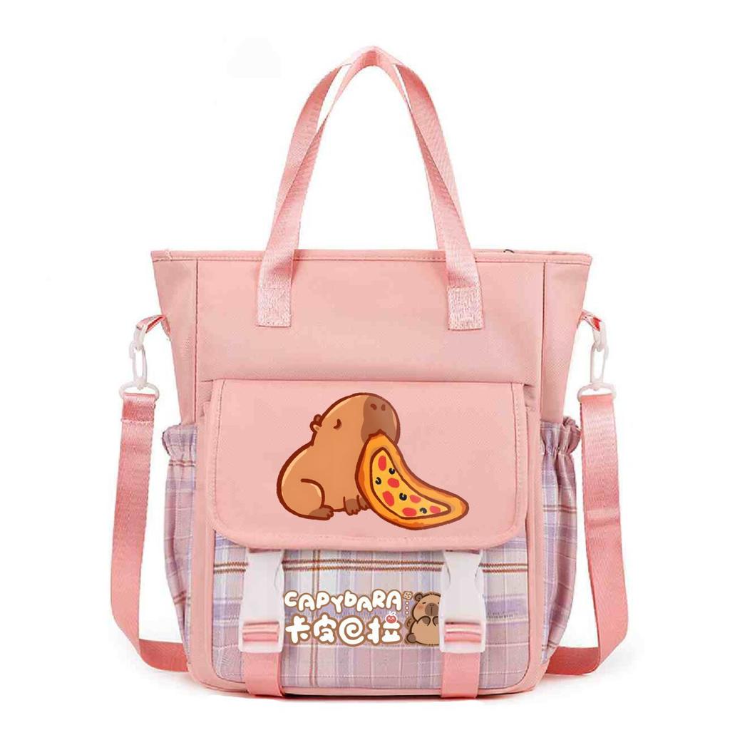 Crossbody Bag, Primary School, Junior High School Schoolbag, Male and Female Students Tutoring Bag, Cute Kapibara Large-capacity Shoulder Bag.