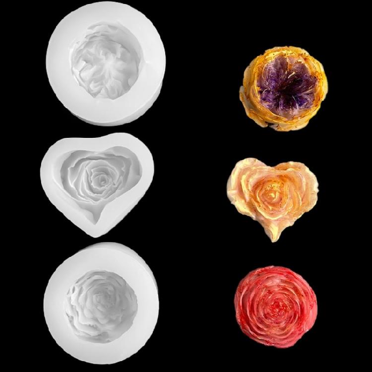 3D Rose Candle Mold Heart Rose Flower Silicone Mold Silicone Scented Candle Mold