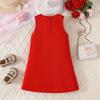 Girls' Light Luxury Dress Three-dimensional Red and White Flower Vest Dress Baby Sweet Banquet Outgoing Dress