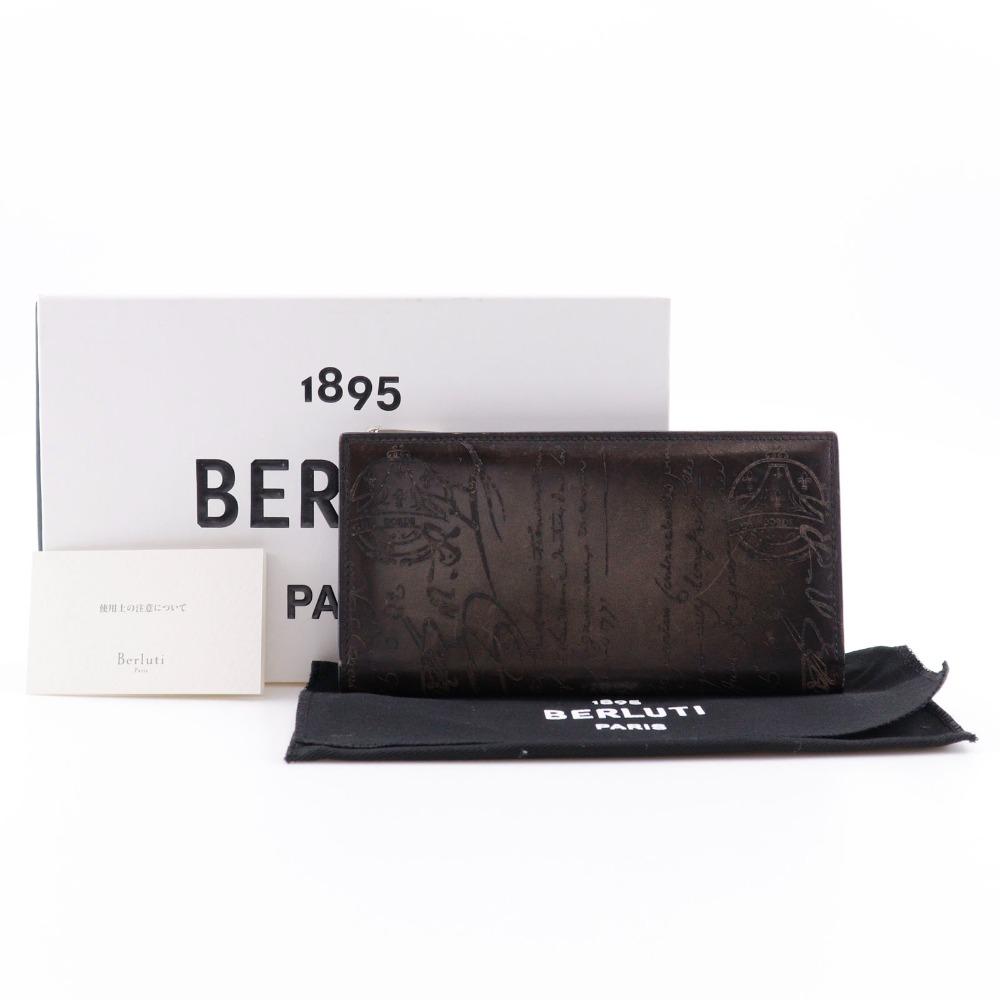 Berluti Neo-Santal Scrit Purse Calligraphy Bifold long wallet Brown Calfskin mens Used