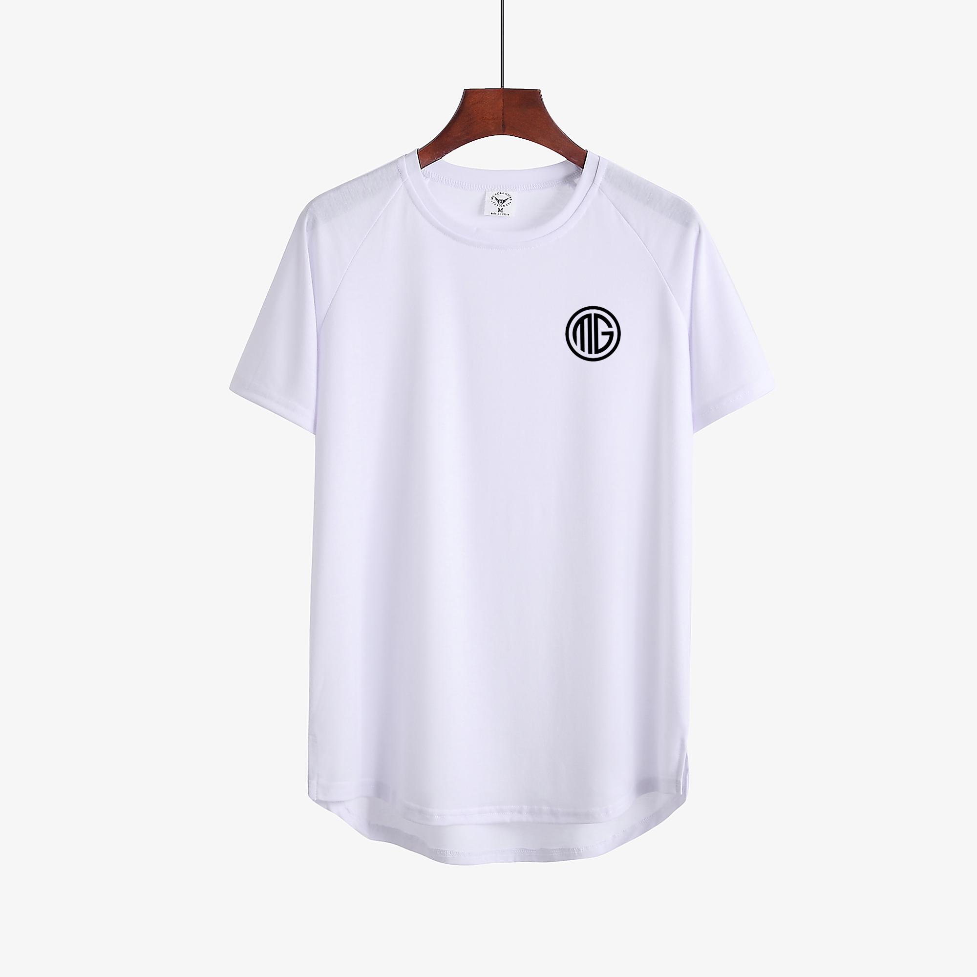 

Muscleguys Мужская футболка реглан с круглым вырезом и короткими рукавами, мужские хлопковые летние футболки с рисунком L белый