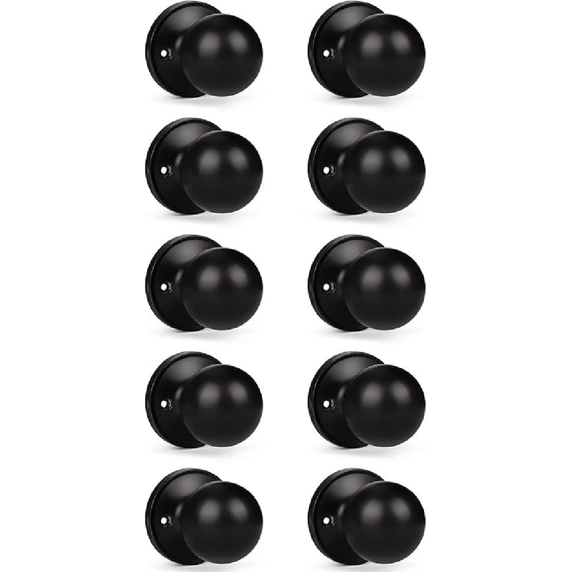 

KNOBWELL Brushed Nickel Dummy Door Knobs, Interior Single Sided Door Knob for Closet and Hallway Doors, Keyless Non-Turning Door Knob, Round Ball 1 Pack чорний