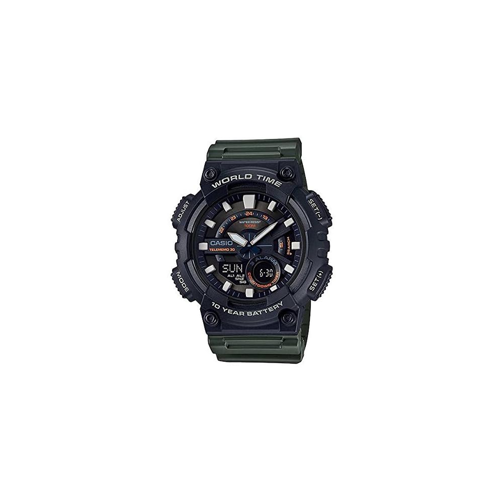 Casio Cheap Casio AEQ-110W-3A Analog Watch Green Strap Water Resistant Men s Timepiece