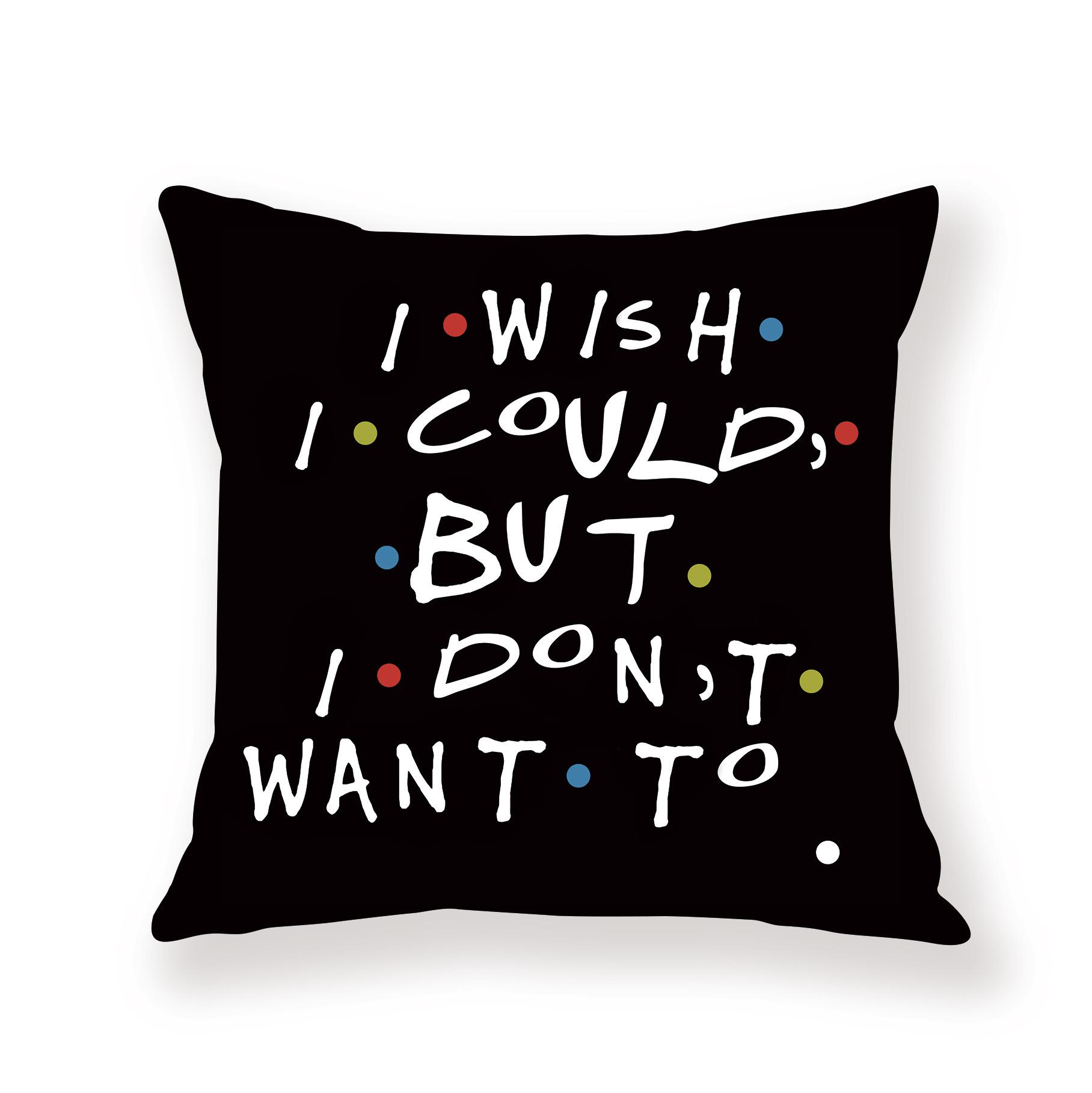 

Black Simple English Letter Pillowcase Text Healing Creative Pillow Decorative Waist 45 * 45Cm pillowcase