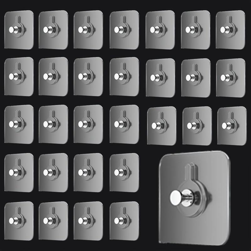 

30pcs Self-Adhesive Picture Hangers - No-Drill, Traceless Frame Nails for Photos & Posters - Strong Adhesive Hooks for Wall Decor 30pcs прозорий