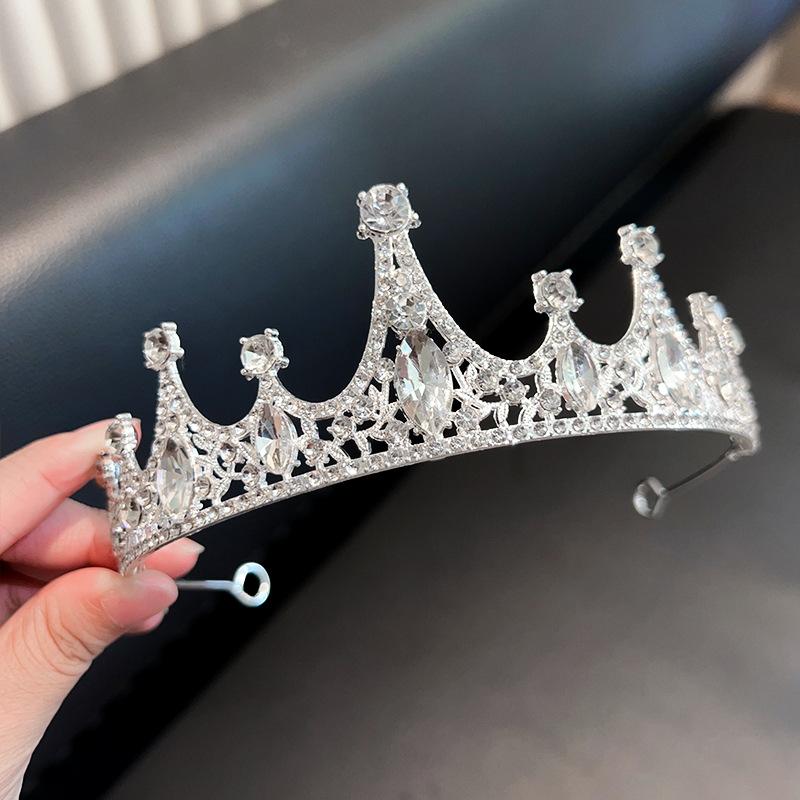 High-End Crown Headgear Princess Children'S Light Luxury Crystal Crown Birthday Gift Girls June 1 Performance Crown Hair Accessories