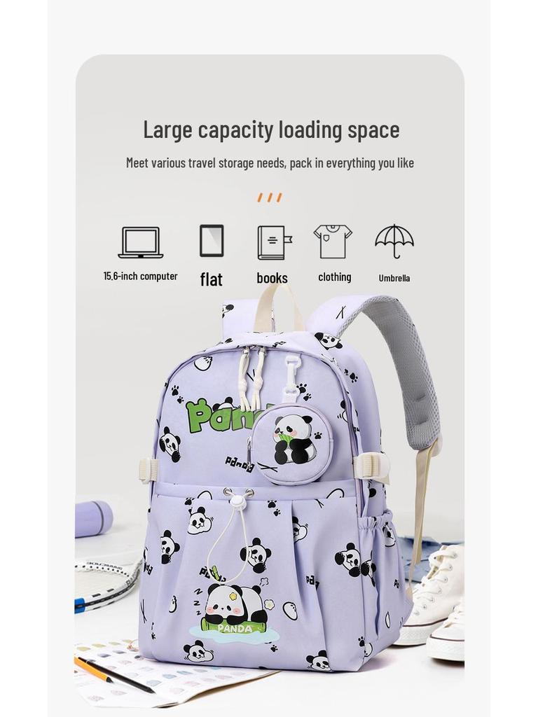 Cartoon Panda Waterproof Backpack - Large Capacity for Middle & High School Girls