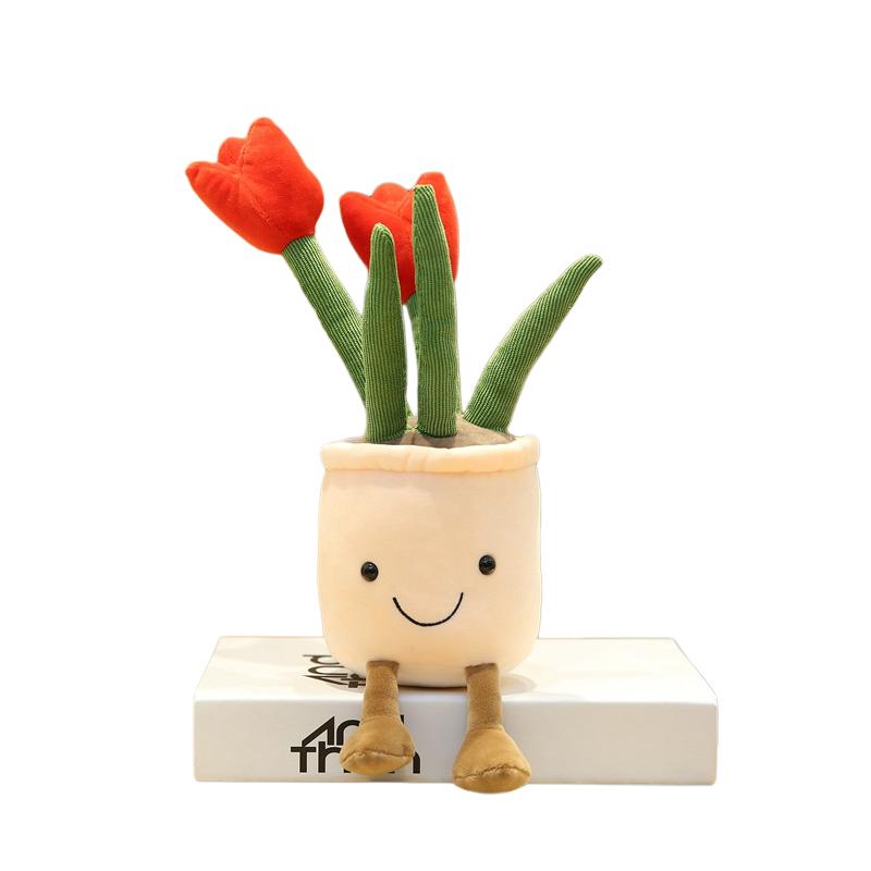 Smiling Flowerpot Flower Pot Plush Toy Stuffed Tulip Hareball Succulent Plant Mushroom Plushie Decor Gift