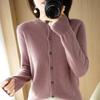 Damen Cardigan mit langen Ärmeln Rundhalsausschnitt Eleganter Strick Cardigan Pullover Einfarbige Einreiher Frühling Herbst Oberbekleidung