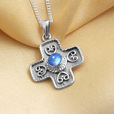 Natural Moonstone Pendant With Chain Pure 925 Sterling Silver Handmade Jewelry