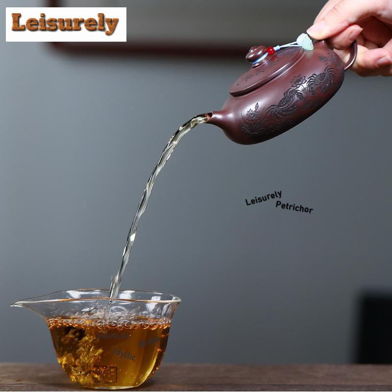 150ml Yixing Lila Ton Teekannen Handgefertigt Han jiang Kanne Rohmaterial Stein rot Lehm Teekocher mit Sieb Zisha Teegeschirr