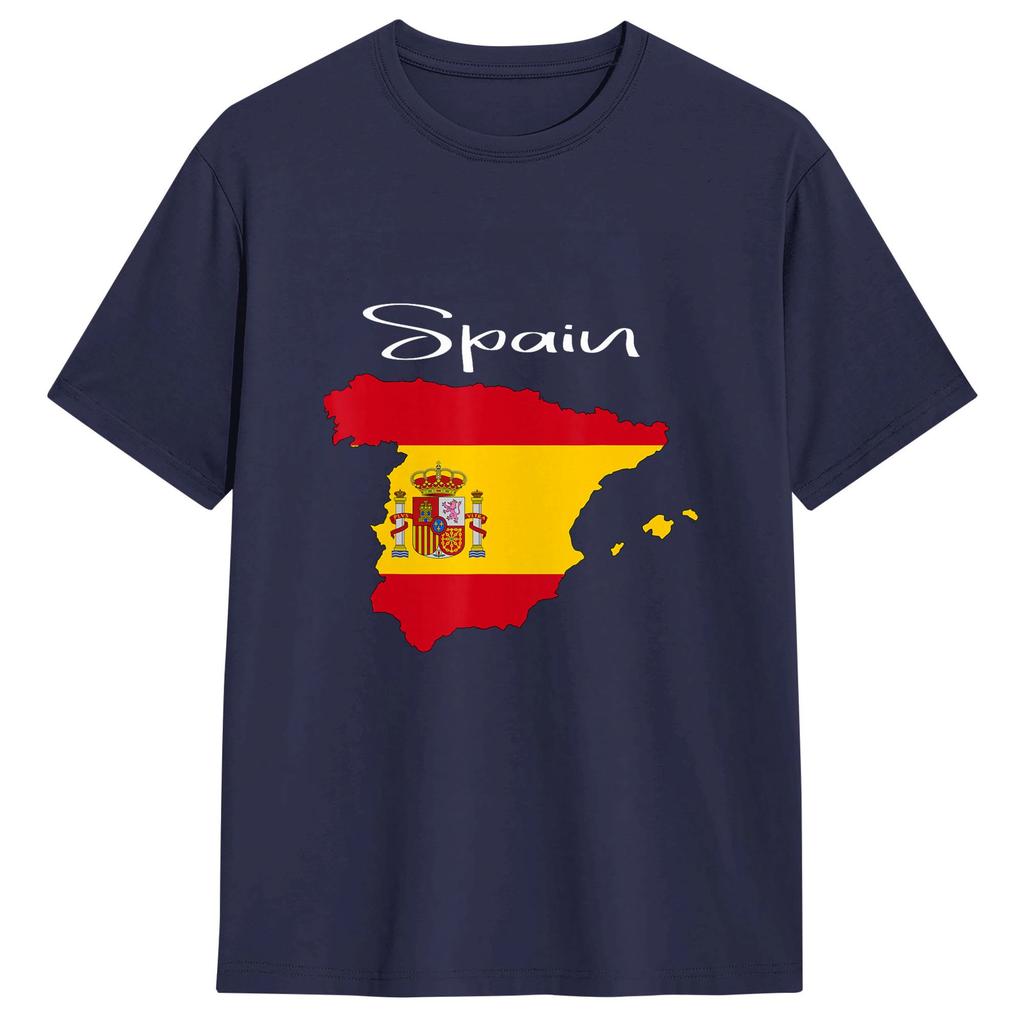 Spain Spanish Flag T Shirts Unisexs Cotton Novelty Tshirts Round Neck Tees Short Sleeve Clothing Plus Size