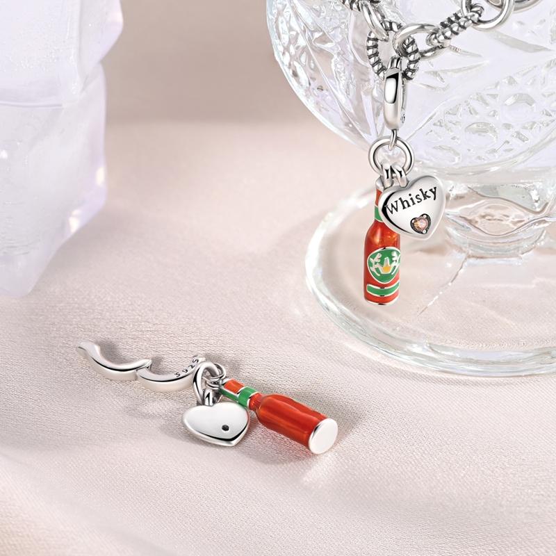 Copper Pets Dog Cat Colorful Wine Bottle Charms Cz Zirconium Shoe Bead Pendant Fit Original Bracelet Diy Jewelry