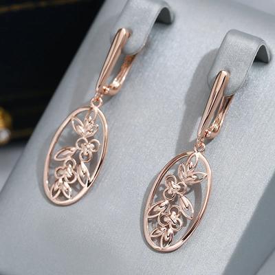 Orecchini lunghi vintage color oro con fiori cavi per le donne, gioielli etnici, accessori per matrimoni