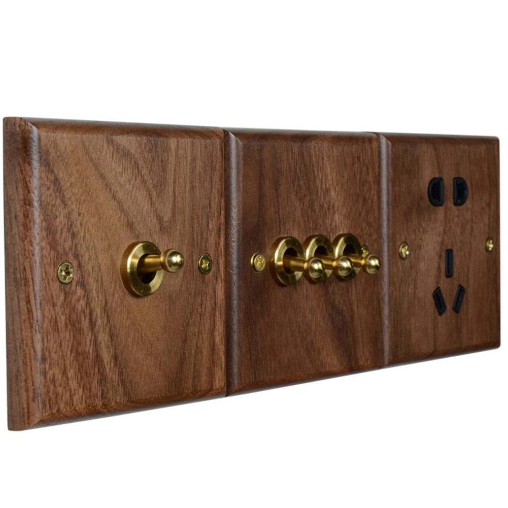 86x86mm Kipplichtschalter Handgefertigt Nussbaumholz Schalter Schalter Retro-Stil Einfache Installation Funktional Ästhetisch