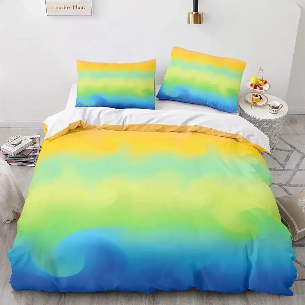 Rainbow Gradient Duvet Cover Set Queen Size Rainbow for Kids Girls Cute Style Bedding Set Polyester Single King Twin Quilt Cover