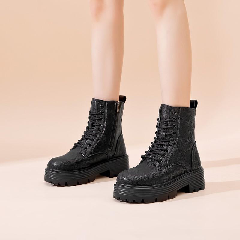 Fashion AIYUQI 2025 new women ankle boots thick velvet warm snow boots women's genuine leather winter female boots non-slip short boots