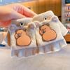 New 6-10 Years Old Half Finger Gloves Thickened Cute Capybara Winter Flip Gloves Elastic Warm Writing Gloves Outdoor