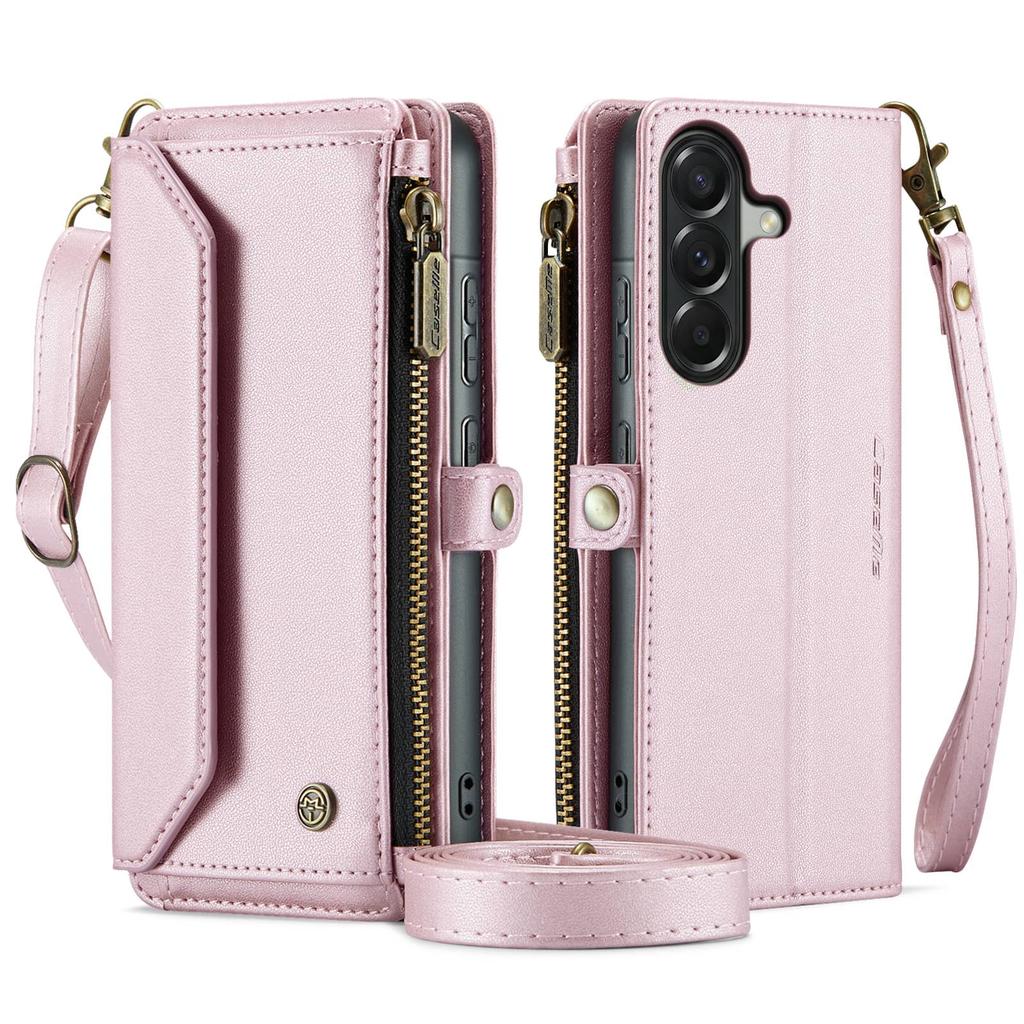 Crossbody for Samsung Galaxy A37 A57 Leather Wallet Case RFID Blocking 10 Card Holder Zipper Pocket Magnetic Flip Wristlet Strap