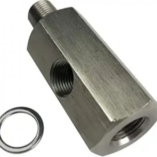 1/8 NPT Stainless Steel Oil Pressure Sensor Tee Fitting with Side Port