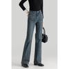 MengShuya Women's Retro Blue High-Waist Flared Jeans