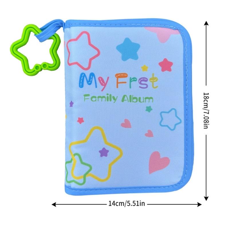 Interactive Toddler Photo Album Baby First Year Family Pictures Book with Chewable Rings and Shatters Resistant Mirror