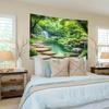 2D flat banner  1 piece - Green landscape with dense trees and water features  home decoration  bedroom decoration