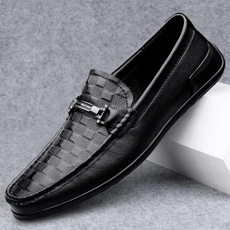 

Мужская обувь из натуральной кожи, повседневная обувь для вождения, мужские лоферы, мокасины, мужская кожаная повседневная обувь 45 чёрный