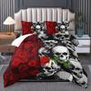 3pcs Skull Bedding Set, Goth Bedding Sets Comforter, Skull Comforter Set, Rose Comforter Halloween Skull Bed Comforter Cover
