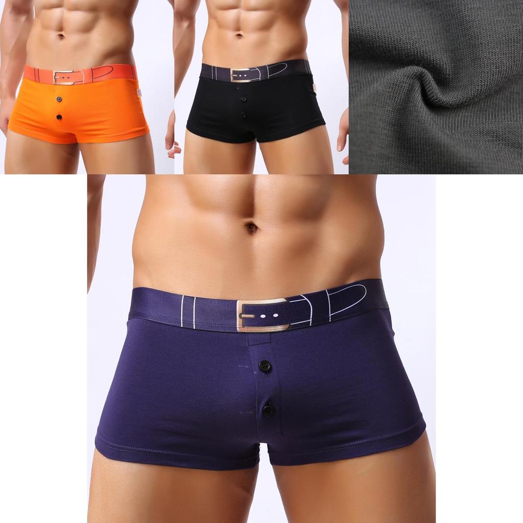 Premium Quality Men 3d Print Underwear Featuring Button File Open Bulge Design For Ultimate Comfort