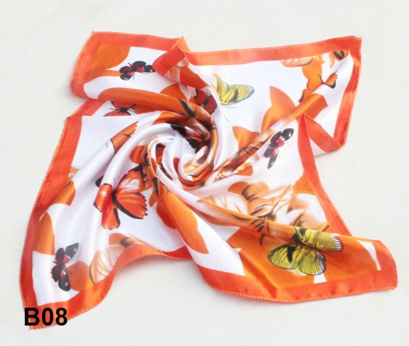 Fashionable Womens scarfs silk scarf Foulard Luxury Scarf NeckerChief  50CM designer scarf women orange butterfly B008