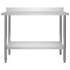 VidaXL Kitchen Work Table with Backsplash Restaurant Work Table Bar School Garage Commercial Spaces 51191